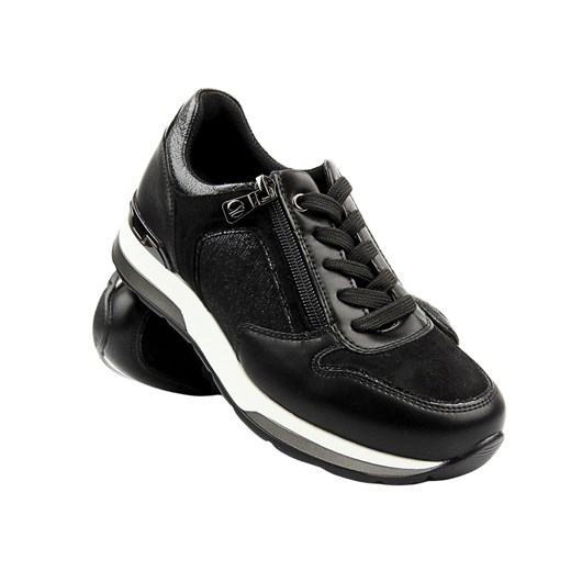 Wygodne sneakersy damskie ze skóry ekologicznej - INBLU IN-390, czarne ze sklepu ulubioneobuwie w kategorii Buty sportowe damskie - zdjęcie 178869331