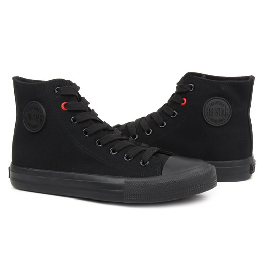 Wysokie trampki damskie, sznurowane - Big Star TT274033, czarne ze sklepu ulubioneobuwie w kategorii Trampki damskie - zdjęcie 178870712