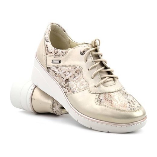 Sneakersy damskie skórzane, wygodne - Helios Komfort 347, złote ze sklepu ulubioneobuwie w kategorii Półbuty damskie - zdjęcie 178871660