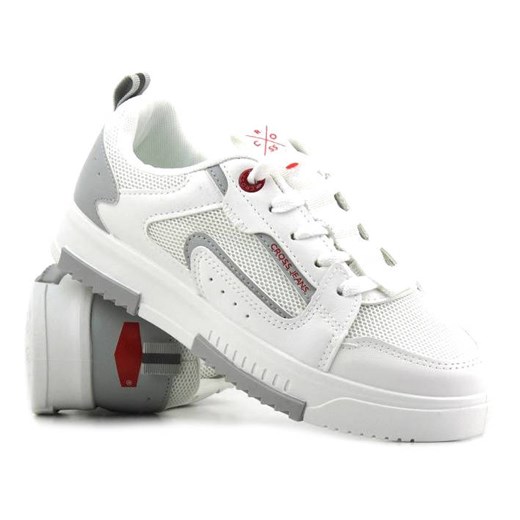 Sneakersy, buty sportowe damskie - CROSS JEANS  LL2R4011C, białe ze sklepu ulubioneobuwie w kategorii Buty sportowe damskie - zdjęcie 178871992