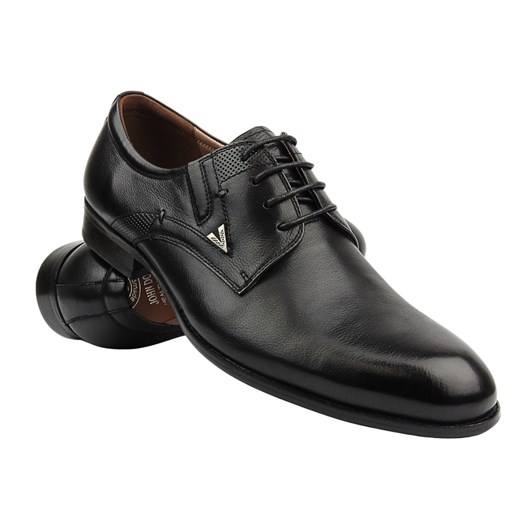 Eleganckie półbuty męskie skórzane - JOHN DOUBARE 720-86-T1, czarne ze sklepu ulubioneobuwie w kategorii Buty eleganckie męskie - zdjęcie 178872083