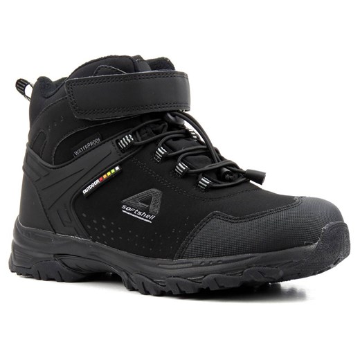Wysokie trekkingi damskie z tkaniną Soft Shell - AMERICAN CLUB WT66/21(22), czarne ze sklepu ulubioneobuwie w kategorii Buty trekkingowe damskie - zdjęcie 178872533