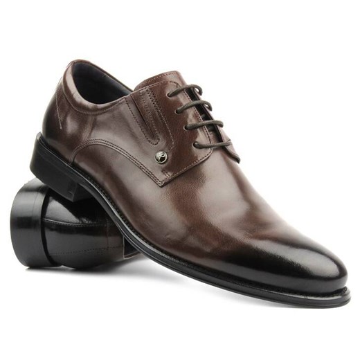 Eleganckie półbuty męskie skórzane - JOHN DOUBARE QA526-C6-A77, brązowe ze sklepu ulubioneobuwie w kategorii Buty eleganckie męskie - zdjęcie 178874433