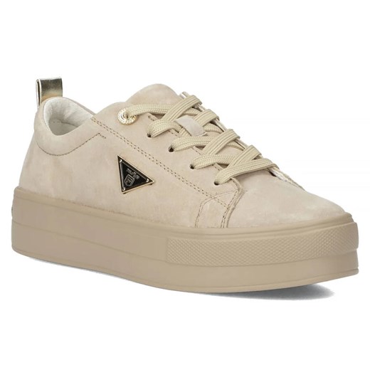 Skórzane sneakersy damskie na platformie - Filippo DP3533/24, beżowe Filippo 39 ulubioneobuwie