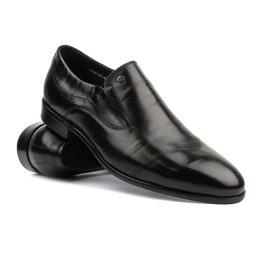 Eleganckie półbuty męskie skórzane - John Doubare J1846-251-A33, czarne ze sklepu ulubioneobuwie w kategorii Buty eleganckie męskie - zdjęcie 178876653