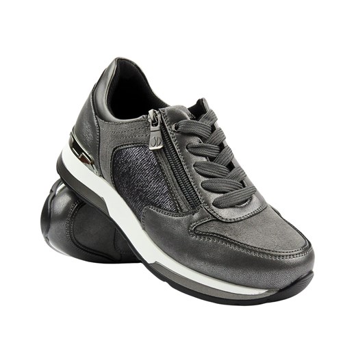 Wygodne sneakersy damskie ze skóry ekologicznej - INBLU IN-390, szare ze sklepu ulubioneobuwie w kategorii Buty sportowe damskie - zdjęcie 178876844