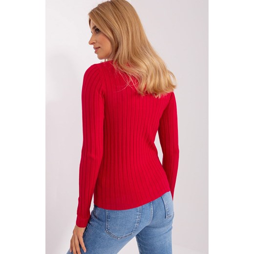 Sweter z golfem czerwony PM-SW-1087.09, Kolor czerwony, Rozmiar S/M, P-M ze sklepu Primodo w kategorii Swetry damskie - zdjęcie 178878921
