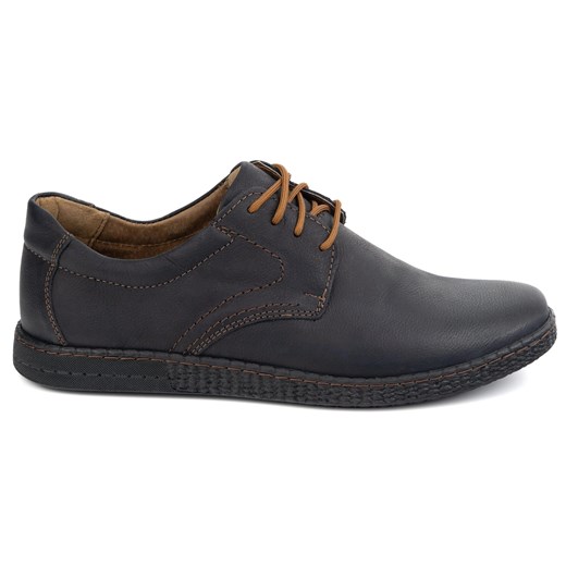 KOMODO Buty męskie skórzane Casual 933/2 czarne ze sklepu ButyModne.pl w kategorii Półbuty męskie - zdjęcie 178880932