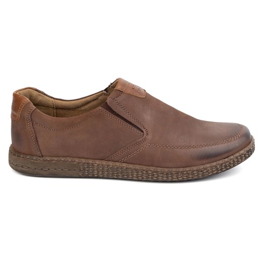 KOMODO Buty męskie skórzane Casual 854/2 brązowe ze sklepu ButyModne.pl w kategorii Mokasyny męskie - zdjęcie 178880934