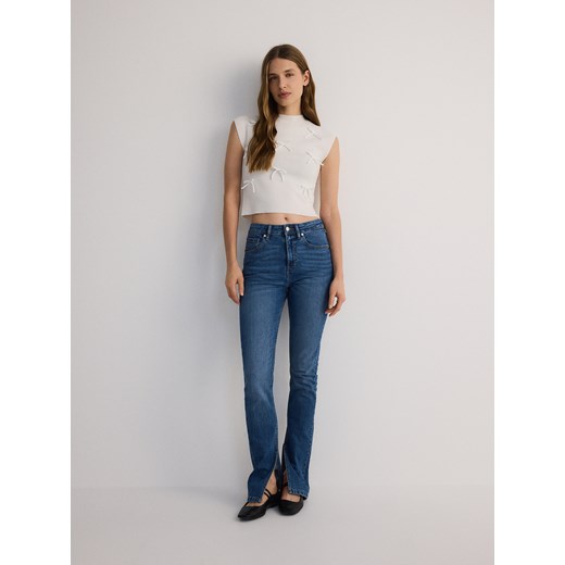 Reserved bluzka damska wiosenna z poliamidu z okrągłym dekoltem 