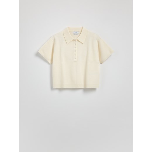 Bluzka damska beżowa Reserved w serek 