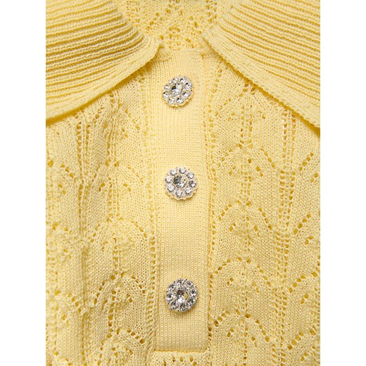 Reserved - Ażurowy sweter z krótkim rękawem - jasnożółty Reserved S Reserved