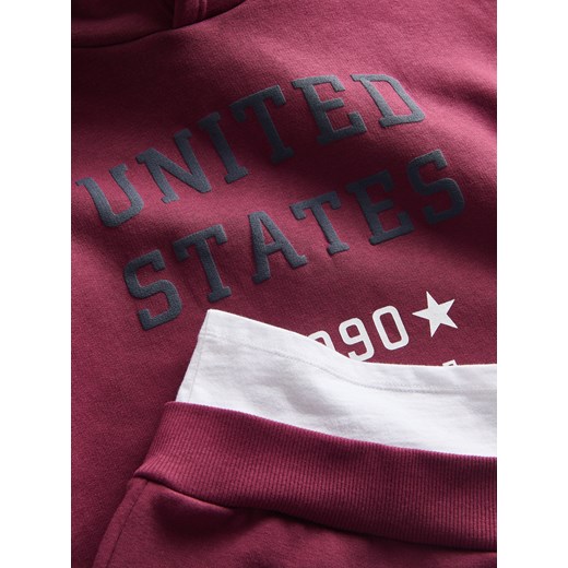 Reserved - Bluza z kapturem i napisami - bordowy Reserved 140 (9 lat) Reserved