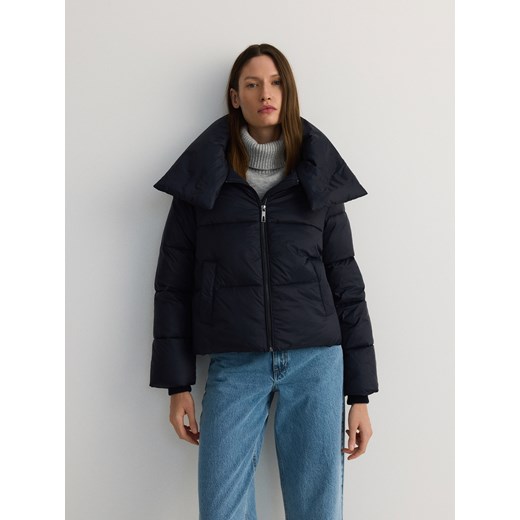 Reserved - Pikowana kurtka z wysokim kołnierzem - ciemnoszary Reserved M promocja Reserved