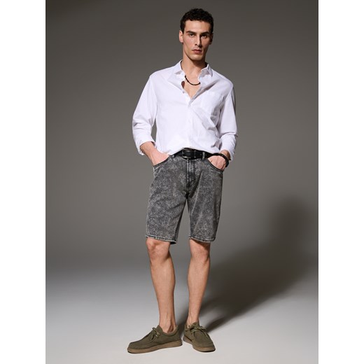 Spodenki męskie Sinsay szare w abstrakcyjnym wzorze letnie 