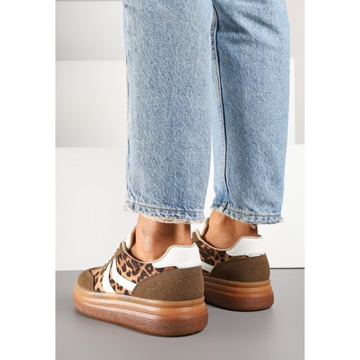 Wielokolorowe buty sportowe damskie Renee w stylu casual sznurowane na platformie z tkaniny