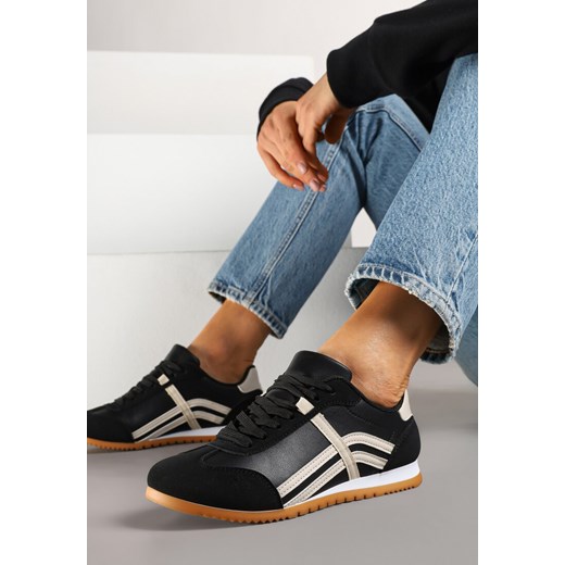 Czarne Sneakersy przed Kostkę z Paskami na Cholewce Deniffia ze sklepu renee.pl w kategorii Buty sportowe damskie - zdjęcie 178887534