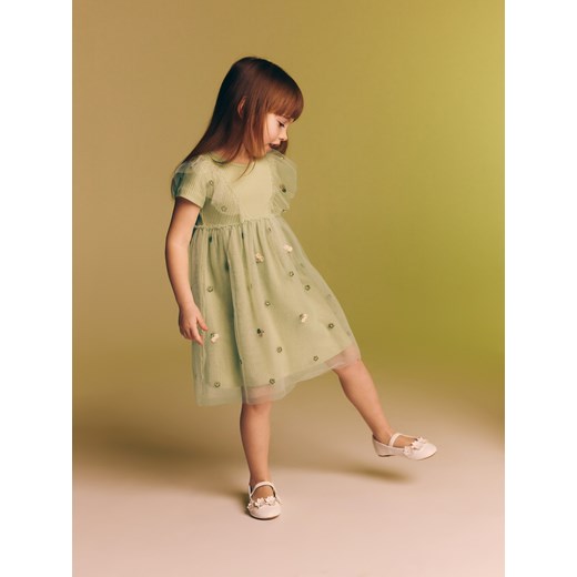 Reserved - Sukienka z tiulowym dołem - jasnozielony Reserved 80 (9-12 m.) Reserved