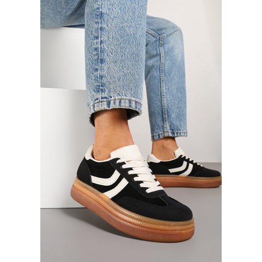 Czarne Sneakersy w Stylu Klasycznych Tenisówek na Grubej Podeszwie Grelritia ze sklepu born2be.pl w kategorii Buty sportowe damskie - zdjęcie 178889151
