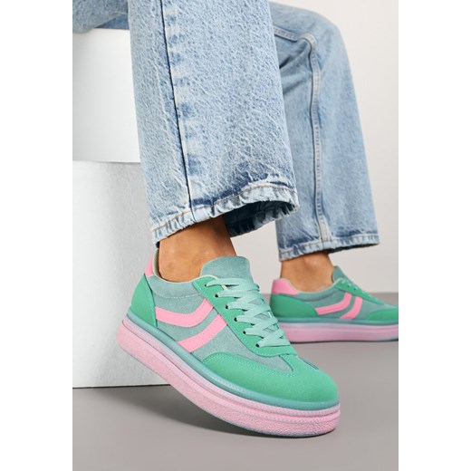 Zielone Sneakersy w Stylu Klasycznych Tenisówek na Grubej Podeszwie Grelritia ze sklepu born2be.pl w kategorii Buty sportowe damskie - zdjęcie 178889163