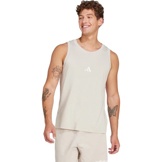 Adidas t-shirt męski beżowy na wiosnę z krótkimi rękawami
