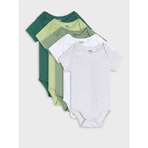 Sinsay - Body z kopertowym dekoltem 5 pack - zielony ze sklepu Sinsay w kategorii Body niemowlęce - zdjęcie 178897841