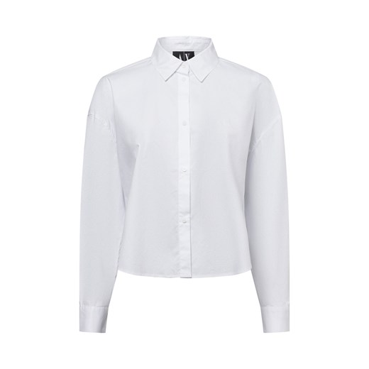 Armani Exchange Damska bluzka koszulowa Kobiety Bawełna biały jednolity ze sklepu vangraaf w kategorii Koszule damskie - zdjęcie 178899484