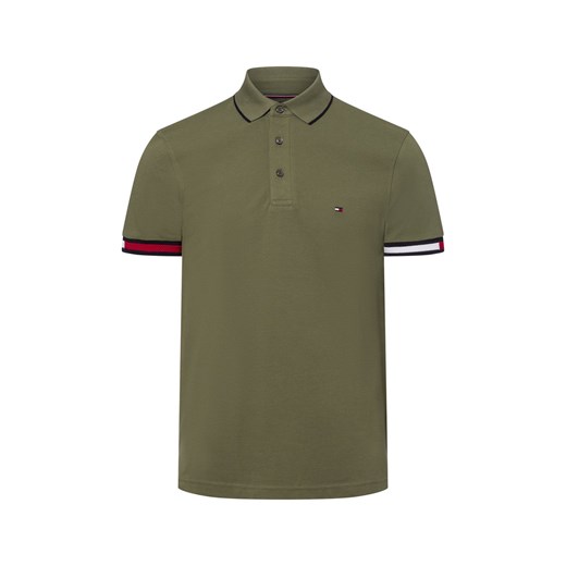 Tommy Hilfiger Męska koszulka polo Mężczyźni Bawełna oliwkowy jednolity ze sklepu vangraaf w kategorii T-shirty męskie - zdjęcie 178899492