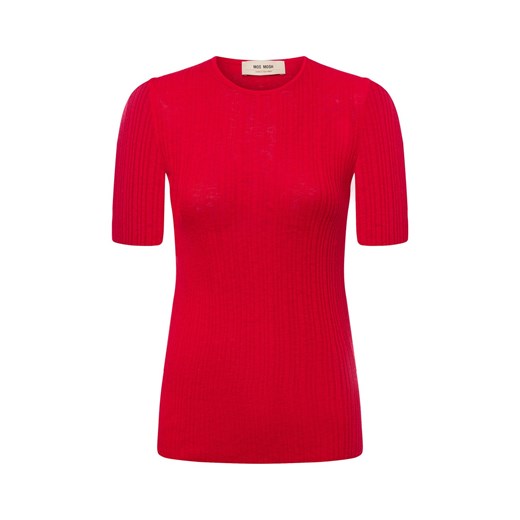 MOS MOSH Damska wełniana koszulka - MMBouch Kobiety Wełna czerwony jednolity ze sklepu vangraaf w kategorii Bluzki damskie - zdjęcie 178899500