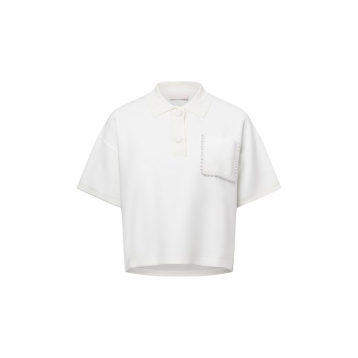 Liu Jo Collection Damski sweter z krótkim rękawem Kobiety écru jednolity ze sklepu vangraaf w kategorii Swetry damskie - zdjęcie 178899512