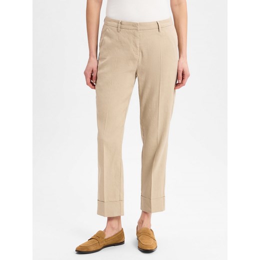 Cambio Spodnie z dodatkiem lnu Kobiety Bawełna biały jednolity ze sklepu vangraaf w kategorii Spodnie damskie - zdjęcie 178899540