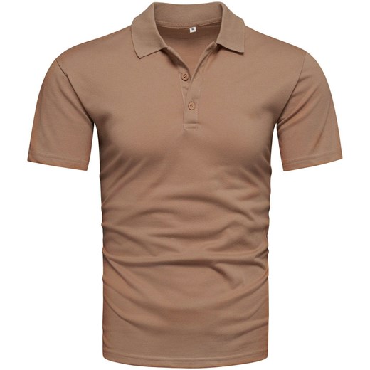 Koszulka polo męska beżowa Recea ze sklepu Recea.pl w kategorii T-shirty męskie - zdjęcie 178903202