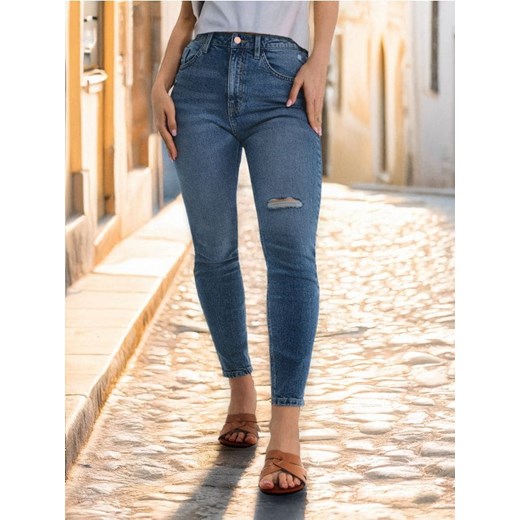 Sinsay - Jeansy z przetarciami Skinny fit - granatowy ze sklepu Sinsay w kategorii Jeansy damskie - zdjęcie 178911493