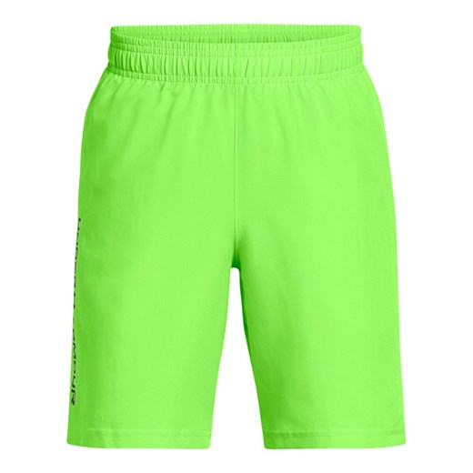 Chłopięce spodenki treningowe Under Armour UA Tech Woven Wordmark Short - zielone ze sklepu Sportstylestory.com w kategorii Spodenki chłopięce - zdjęcie 178911763