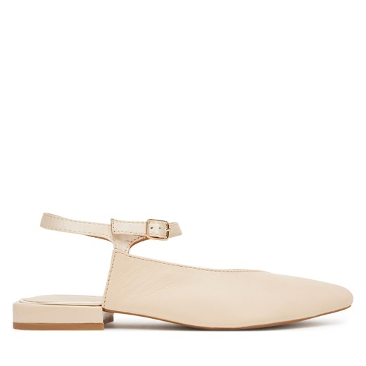 Balerinki Gioseppo beżowe casual płaskie z klamrą 