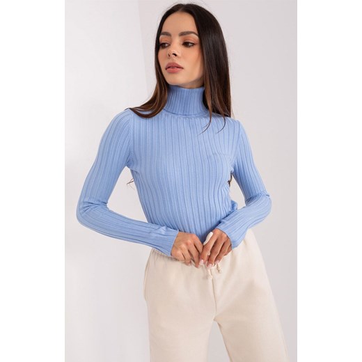 Sweter z golfem niebieski PM-SW-1087.09, Kolor niebieski, Rozmiar S/M, P-M ze sklepu Intymna w kategorii Swetry damskie - zdjęcie 178915793