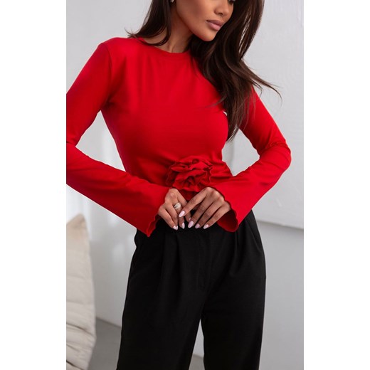 Czerwona bluzka damska z różą Rose B61, Kolor czerwony, Rozmiar M, Ivon ze sklepu Intymna w kategorii Bluzki damskie - zdjęcie 178915864