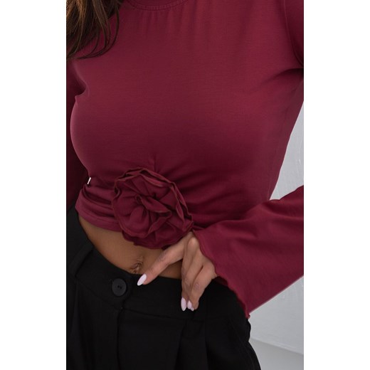 Bordowa bluzka damska z różą Rose B61, Kolor bordowy, Rozmiar L, Ivon ze sklepu Intymna w kategorii Bluzki damskie - zdjęcie 178915872