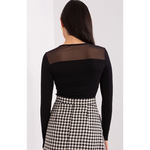 Czarna elegancka bluzka damska z długim rękawem RV-BZ-9201.78P, Kolor czarny, Rozmiar S, BASIC FEEL GOOD ze sklepu Intymna w kategorii Bluzki damskie - zdjęcie 178915960