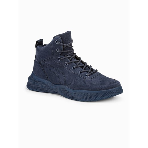 Buty męskie sneakersy wysokie - granatowe V5 T380 ze sklepu Edoti w kategorii Buty sportowe męskie - zdjęcie 178918451