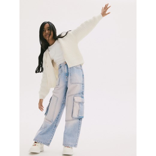 Reserved - Jeansy wide leg cargo - niebieski Reserved 158 (12 lat) Reserved