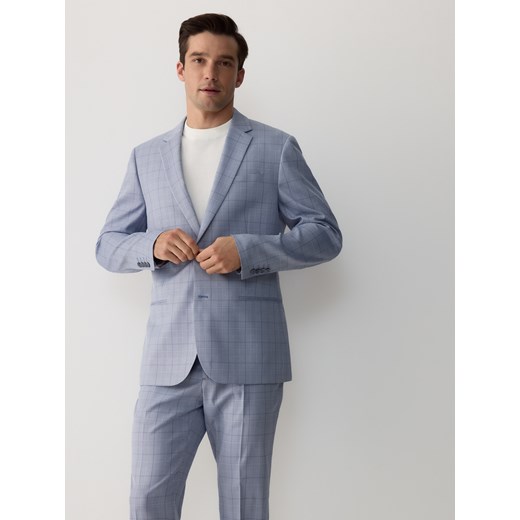 Reserved - Marynarka slim fit w kratę - niebieski ze sklepu Reserved w kategorii Marynarki męskie - zdjęcie 178919210