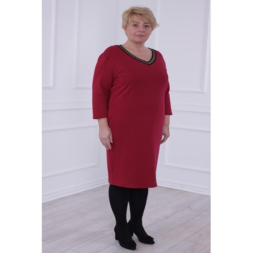 Sukienka FSU1041 BORDOWY + CZARNY ze sklepu fokus.pl w kategorii Sukienki - zdjęcie 178920363