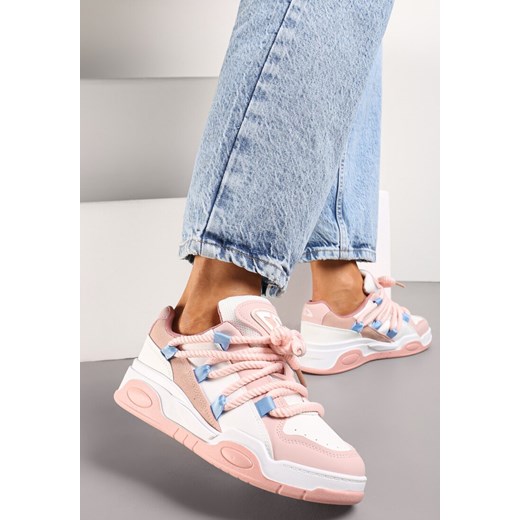 Różowe Sneakersy na Grubej Podeszwie z Imitacji Skóry z Grubymi Sznurowadłami Virinal ze sklepu renee.pl w kategorii Buty sportowe damskie - zdjęcie 178930204
