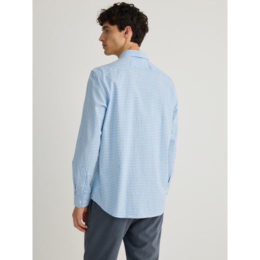 Reserved koszula męska z długimi rękawami w kratkę z klasycznym kołnierzykiem 