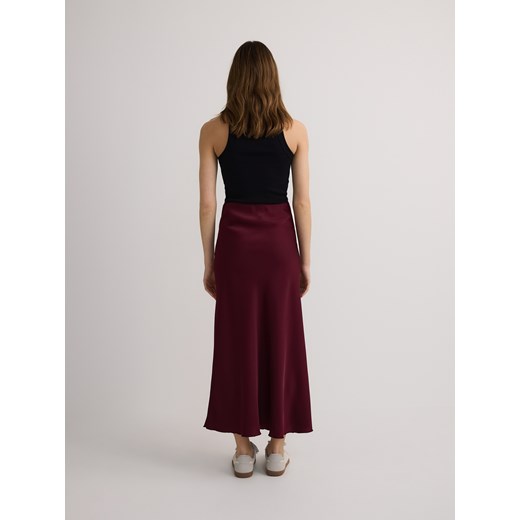 Reserved - Satynowa spódnica midi - bordowy Reserved XL Reserved