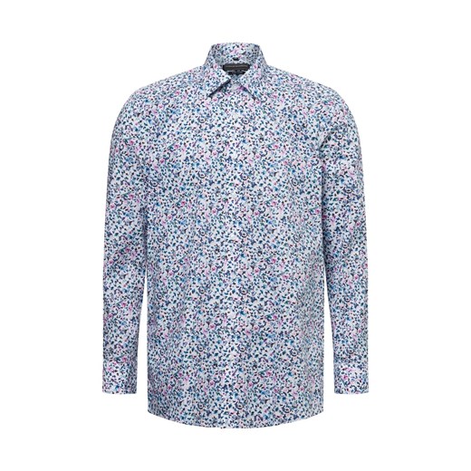 Finshley & Harding Męska koszula biznesowa - Easy Care Mężczyźni Modern Fit Bawełna niebieski wzorzysty ze sklepu vangraaf w kategorii Koszule męskie - zdjęcie 178936741