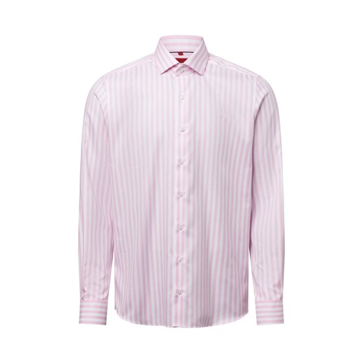 Finshley & Harding Męska koszula biznesowa - non-iron Mężczyźni Slim Fit Bawełna różowy w paski ze sklepu vangraaf w kategorii Koszule męskie - zdjęcie 178936743