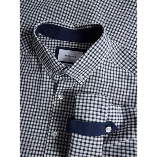 Reserved - Bawełniana koszula regular fit - granatowy Reserved S Reserved