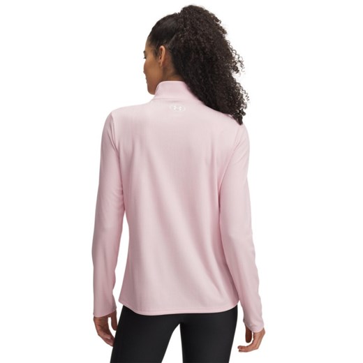 Damski longsleeve treningowy Under Armour Tech Rib 1/2 Zip - różowy ze sklepu Sportstylestory.com w kategorii Bluzki damskie - zdjęcie 178945422